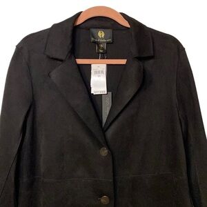 House of Harlow 1960 NWT long suede feel deep black coat
